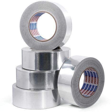 5 Rouleaux Ruban Adhésif Aluminium Résistant à la Chaleur (Jusqu'à 100°C) 50mm x 15m - Solution Polyvalente pour Réparer, Isoler et Protéger Votre Bricolage (1/5)