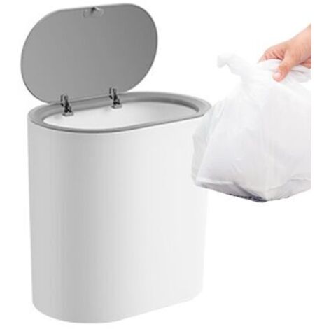 Bathroom Trash Can Slim Trash Can with Pressure Lid, Modern Bathroom Trash Bins, Decorative Small Trash Can for Bedroom, Home, Living Room, Kitchen