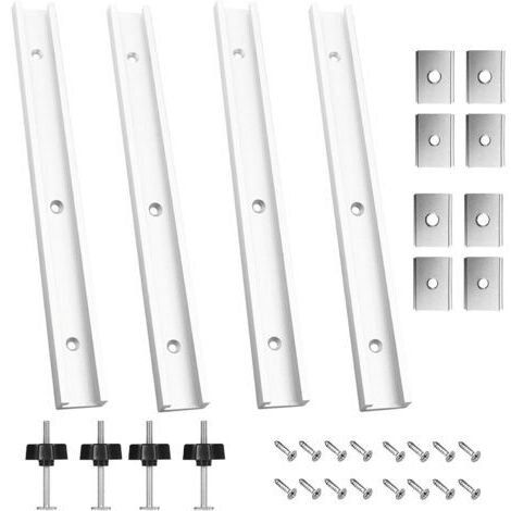4 Pièces 400 mm Rail de Guidage en T Aluminium avec Écrou Coulissant M6 et M8, Woodworking Alliage D'aluminium Rail Bar Slider Woodworking T-Slot Mitre Track Fente De Montage De Gabarit avec Vis