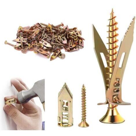 Ancrages autoperceurs, kit d'ancrages et de vis autoperceuses pour cloisons sèches, outils de réparation d'ancrages pour cloisons sèches humides et fixes pour la fixation de meub (50, 3+3.5cm) (1/5)