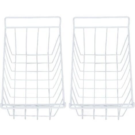 Bacs de Rangement de Congélateur, Paniers Métalliques de Congélateur, Paniers de Stockage de Congélateur à Gain de Place avec Revêtement PE pour le Stockage des Aliments au (WHITE)