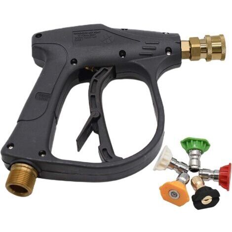Pistolet Nettoyeur Haute Pression avec 5 Buses de Pulvérisation, 4000 PSI Mousse à Connexion Rapide 1/4", Jet à Filetage Mâle M22 pour Lavage de Voiture (1/5)