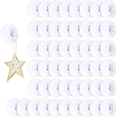 Lot de 50 crochets à ventouse transparents, réutilisables, 2 kg, pour fenêtre, salle de bain, cuisine, sacs, manteaux, couronne de Noël