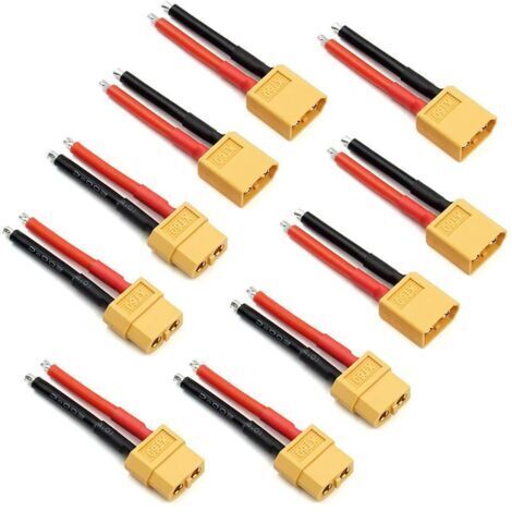 Lot de 5 paires de connecteurs XT60 femelle et mâle avec fil en silicone 14 AWG pour batterie LiPo RC Drone Voiture Bateau