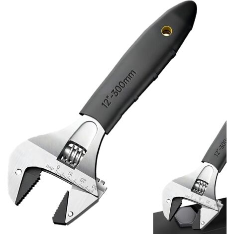 Clé réglable à cliquet de 25,4 cm, clé réglable de verrouillage – Outil de rotation portable en acier au carbone pour l'entretien de tuyaux à domicile, la réparation de douche, les boulons mécaniciens (1/5)