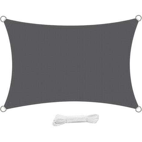 swift Voile d'ombrage Rectangulaire 4x6 Mètre Voile Ombrage HDPE Respirant Anti UV 6x4 m pour Jardin Terrasse Patio, Anthracite (1/5)
