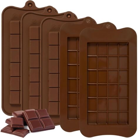 5 Pièces Moule Tablette Chocolat, Antiadhésif Moule Chocolat, Moule Silicone Tablette De Chocolat pour Chocolat, Bonbons (1/4)