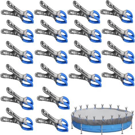 Serre Joints pour bâche de Piscine, Métal de Pinces à Couverture résistantes, Pinces à Ressort pour auvent tentes tarp Caravan Housse de Garden Shade (Bleu x 20)