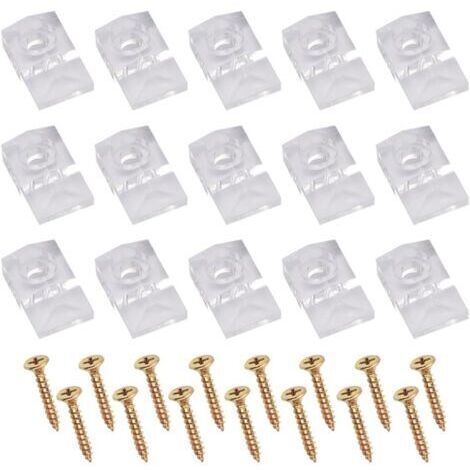 Lot de 20 clips de montage en plastique transparent pour miroir mural sans cadre avec 20 vis pour fixer le miroir