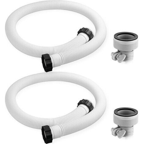 2 tuyaux de pompe à sable pour piscine hors sol (150 x 3,8 cm) pour système de filtration au sel. Compatibles avec les pompes de filtration et les systèmes à eau salée.