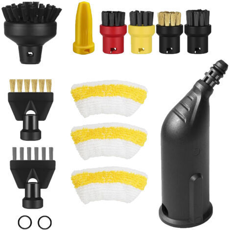 14 pièces pour accessoires Kärcher SC1 SC3 SC5 SC4 SC2, pour accessoires de nettoyeur vapeur Kärcher SC1 SC3 SC5 SC4 SC2 comprenant une buse allongée, une buse courbée, une brosse ronde, une buse pour