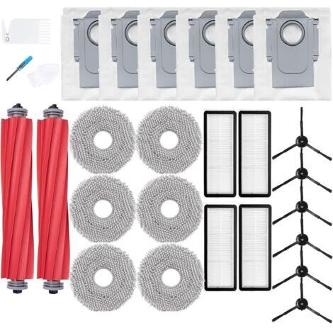 Accessoires Compatible pour Roborock Qrevo S/QRevo Pro/QRevo MaxV, 2 Brosses Principales, 4 Filtres HEPA, 6 Sacs à Poussière, 6 Lingettes, 6 Brosses Latérales, 2 Brosse, 1 Tournevis, 27 pcs (1/5)