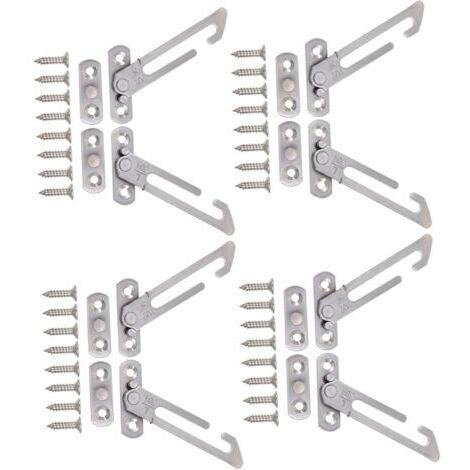 Lot De 4 Pinces De Sécurité Pour Fenêtre Coulissante Verrou De Sécurité Limiter De Fenêtre Coulissante Argent