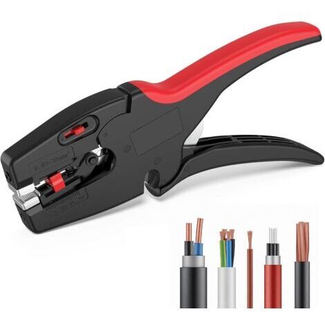 Pince à Dénuder Automatique, 2 en 1 Pince à Dénuder, Capacité de Dénudage: 0,3-10 mm², Coupe-fil à Longueur Réglable, pour Dénudage, Couper, Appuyer, Isoler ou Non Isolé