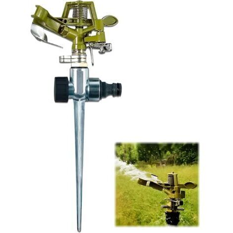 Arroseur à Impulsion, 20-360° Arroseur à Pulsation Metal, Arroseur de Pelouse, Arroseur de Jardin Rotatif 360, Asperseur Arrosage Automatique pour Arroser Les Plantes Fleurs Légumes