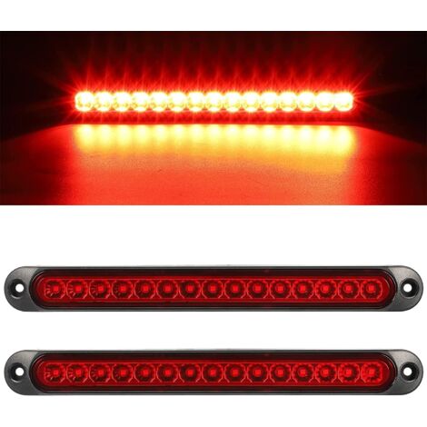 Lot de 2 barres de feux arrière de frein de remorque 12-24 V 15 LED, feu arrière étanche, feu de conduite, camion tout-terrain, van, voiture, camping-car, UTV, ATV, lumière d'identification (1/4)