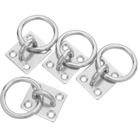 4 Pièces Lot de Crochets Suspendus Robustes Acier Inoxydable avec Plaque Carrée Anneaux Œillets pour Fixation Plafond Supports pour Charges Lourdes Jusqu à Montage Facile sur Bois (1/5)
