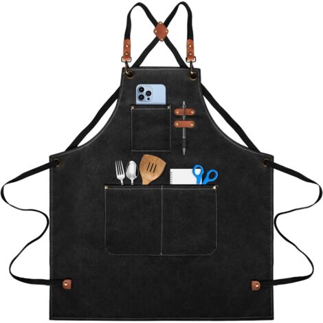 Tablier de Cuisine pour Homme,Tablier de Travail,Tablier Barbecue avec Poches,Bretelles Réglables de M à XXXL Tablier Cuisine pour Femme,pour Barbecue, Restaurant, Jardin, Barbecue, Café (1/5)