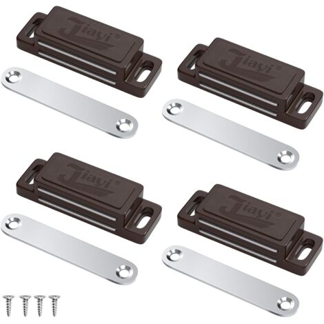 Lot de 4 Aimant Porte Placard 30 Kg Aimant de Porte pour Armoire, Loquet de Porte Puissant Aimant Meuble Loqueteux Magnétiques Aimant Fermeture de Porte pour Tiroirs, Cuisine, Maison, Breau (1/5)