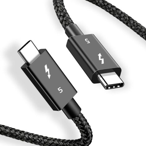 Câble Thunderbolt 5 80 Gbit/s – Compatible avec Thunderbolt 5/4/3, PD 240 W Charge Rapide, Prend en Charge 16K@60 Hz, 8K@60 Hz, 4K@240 Hz, Idéal pour MacBook (Tissage, 100, Centimètres) (1/5)
