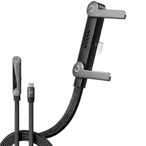 Câble USB-C vers USB-C 240W Tressé avec Support Téléphone Intégré Invisible, Câble de Charge Rapide PD 3.1 2-en-1 avec Support Pliable Mains Libres, 1,5 m pour Smartphone, Tablette, Jeux et Bureau (1/5)