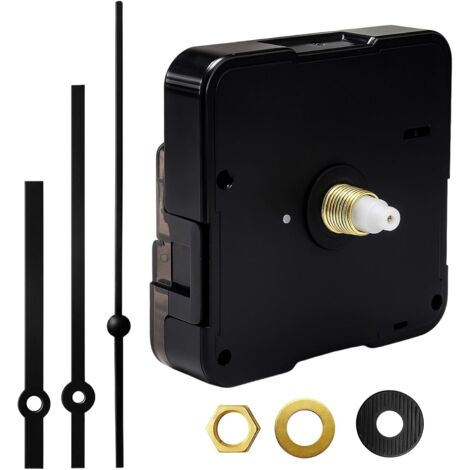 Mouvement d'horloge Silencieux avec Aiguilles Noires, Mecanisme de Pendule a Pile 16m pour Réparation et DIY, Mouvements Horlogers pour Montres Murales, Bureaux, Écoles et Décoration à la Maison