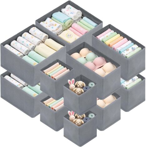Lot de 12 Organisateur Tiroir, Organisateur de Bureau Maquillage, Boite de Rangement Vetement e Cuisine, Gris Classique (Gris) (1/5)