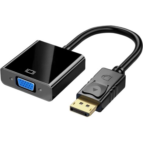 Câble DisplayPort vers VGA 1080p, Convertisseur DP Mâle vers VGA Femelle pour PC Portable Moniteur Projecteur, Convertisseur Unidirectionnel DisplayPort Compatible avec Windows XP 7 8 10 11, Noir (1/5)