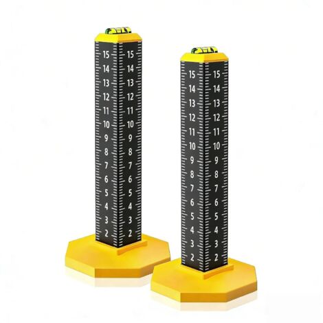 Lot de 2 règles de hauteur de construction avec pied magnétique - Échelle à quatre côtés pour niveler le sol, le plafond et le carrelage - Règle de mesure de précision pour menuiserie, rénovation et (1/5)