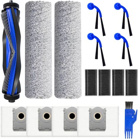 Accessoires pour Ecovacs T80,16 Pièces pour Ecovacs Deebot T80 Omni, Pièces Détachées avec 1 Brosse Principale, 4 Brosses Latérales, 4 Filtres, 2 Rouleaux de Nettoyage, 4 Sacs à Poussière (1/5)