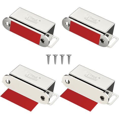 Aimant Porte Placard Lot de 4 Aimant Puissant en Acier Inoxydable Loquet Magétique Aiamnt Fermeture pour Meuble pour Tiroirs Porte de Douche Aimanté Armoire (1/5)