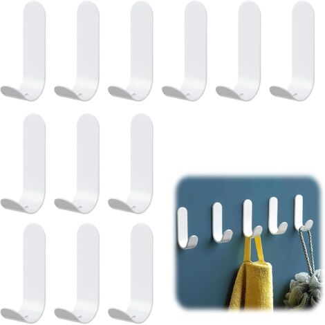 Lot de 12 Crochet Adhesif Mural, Crochets Muraux Minimalistes Crochets Adhésif Blanc Crème en Fer Crochet pour Serviette Antique Laiton Salle Crochete Porte Serviettes Accroche Salle de Bain (1/5)