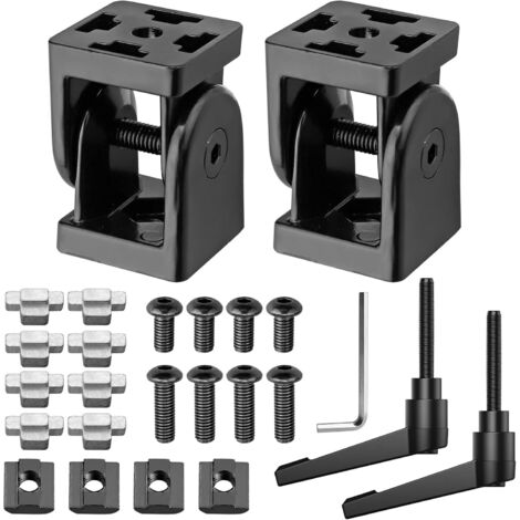 Connecteur Articulé, Profilé d'aluminium Articulé Rainure 6, en Alliage de Zinc, Charnière 180 ° de Rotation, avec Levier de Serrage (4040 (2 Noir)) (1/5)