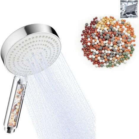 Pommeau de Douche Anti Calcaire Noir, 1 Paquet de Billes Minérales pour Filtre de Pommeau de Douche (1/5)