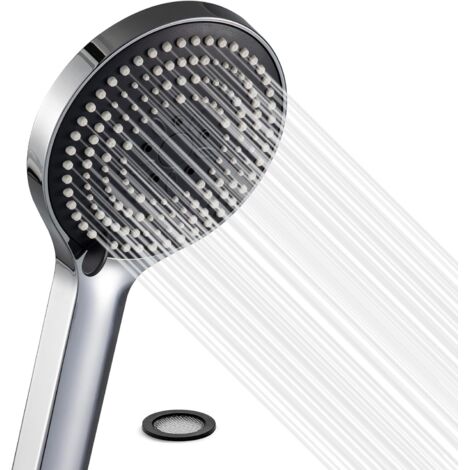 Pommeau de Douche,Douchette,Avec 6 modes de massage pulvérisation,Pommeau de Douche économie d'eau,Tête de Douche,Poire de Douche,Grande xxl(Φ130mm),Chrome (1/5)