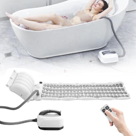 Tapis de Bain à Bulles, Tapis Bain Bouillonnant Tapis Balnéo pour Baignoire d'air 6 Niveaux d'Intensité Bains Moussant avec 114 Jets et Coussin Accessoire de Bain Spa (1/5)