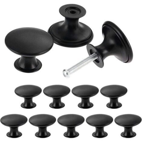 Lot de 24 boutons de placard vintage chic - Poignées de placard de cuisine antiques - Boutons de porte de meubles ronds de 30 mm - Noir (1/4)