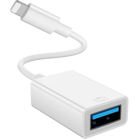 Adaptateur Lightning vers USB, Adaptateur USB C vers Lightning, Adaptateur USB Iphone, OTG pour Appareil Photo Support Hubs, Adaptateur Ethernet, Clavier MIDI, Lecteur de Carte, Blanc - Plug & Play (1/5)