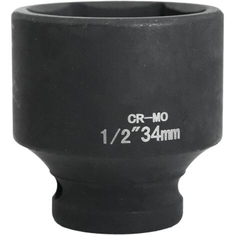 douille 34mm 1/2" 6 pans, douille a choc 1/2 34 mm Acier Chrome-Molybdène CR-MO(Black) (1/5)