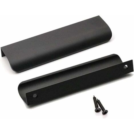 Lot de 10 Poignee de Meuble Cuisine Noir Poignée Cuisine Noir Poignée Profil Noir Poignée Meuble Noir Mat en Alliage d'Aluminium Entraxe 128mm Longueur 150mm（Noir）