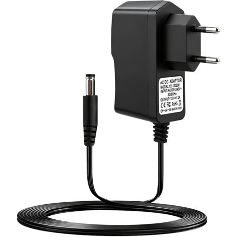 Secteur 12V 2A Alimentation Universel 100-240V, Transformateur d'alimentation pour Ruban LED, Routeurs, Caméras CCTV, Appareils Électroniques, Bandes LED (5,5 2,5mm)