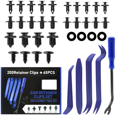 265 Pièces Clips de Fixation Voiture, Rivet Plastique Fixation, Universels 6 Types Différents Pinces Garniture Porte et Clips en Plastique pour Pare-Chocs avec Outil Démontage, Pieces Auto (1/5)