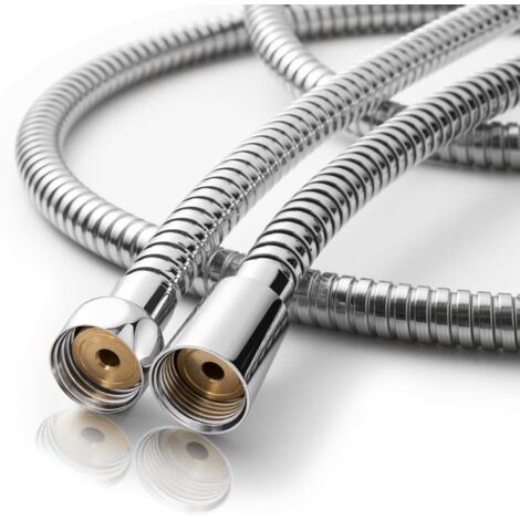 Flexible Douche 2m, avec Protection Anti-Torsion, Inox Tuyau Douche, Haute Pression de Remplacement Tuyau de Douche, pour Robinetterie de Salle de Bains, Anti-explosion Puissant, Argent (1/5)