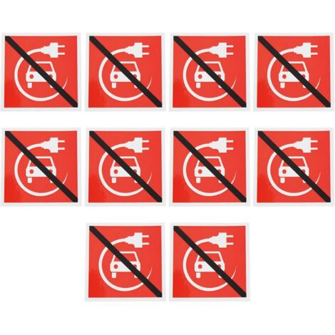 Pack of 10 Electric Vehicle Charging Warning Signs Glossy Waterproof PVC Stickers 50 x 50 mm (1/5)