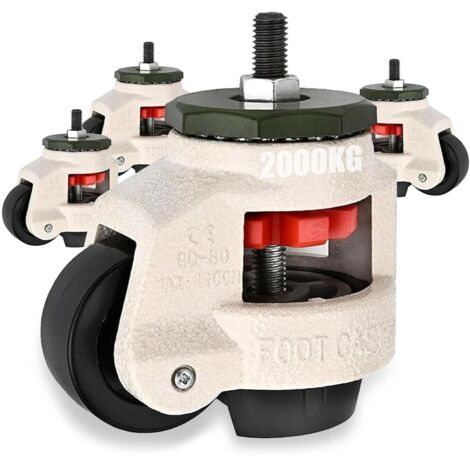 Lot de 4 Roulettes pour Meubles Charge Lourde, Capacité Totale 2000kg Roulettes Pivotantes M12 x 30mm Roulette Charge Lourde à 360 Degrés pour Établis Mobilier Robuste (2000KG)