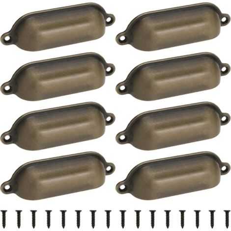 8 x Drawer Handles 100 x 25 mm Retro Style Drawer Handles Bronze Shell Handle for Kitchen Cabinet Drawer (1/5)