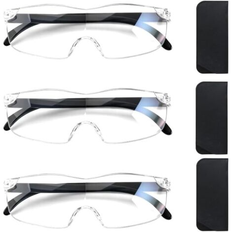 Lot de 3 Lunettes Loupes Grossissantes 300%, 500% et 800% Anti Lumière Bleue, Loupe de Lecture pour Seniors et Artisans, Monture TR90 Confortable, Idéales pour Couture, Réparation et Lecture Fine (1/5)