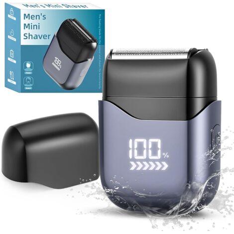 Mini Rasoir Électriques Hommes,IPX7,Wet & Dry PortableTondeuse Barbe avec Affichage LED,têtes flexibles 3D,Rechargeable USB, pour maison, voyages