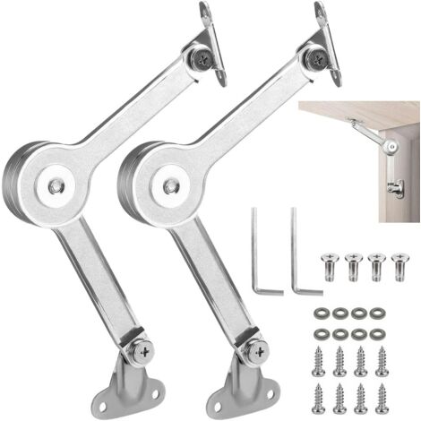 2 Pièces Ascenseur Réglable de Charnière de Support,Charniere Relevable,Armoire Meuble Ascenseur,pour Armoires,Dessus de Placard,Portes de Meubles,Angle D'ouverture: 75/90/110 Degré (1/5)