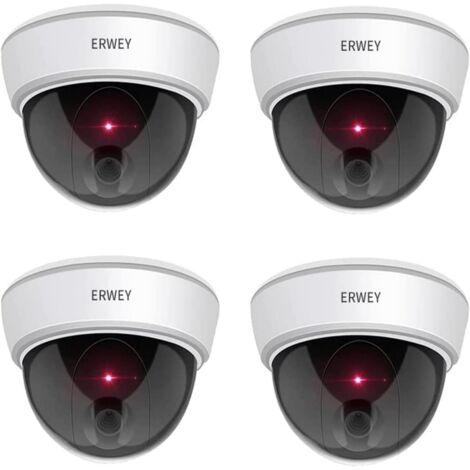 Caméra factice avec Objectif Vidéosurveillance Sécurité des Marchandises Caméra de Surveillance factice avec lumière LED Rouge pour Mur Plafond 4 Set avec Papier perforé 4pcs. (1/5)